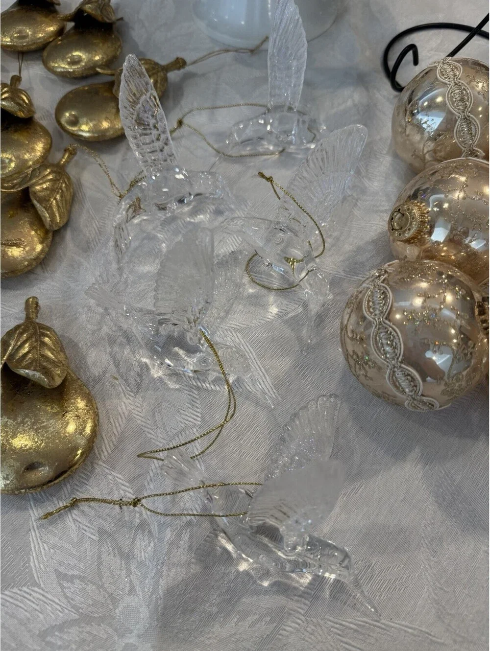 Lot Of 35 Vintage Christmas Ornaments Victorian Style Gold And Beaded Various